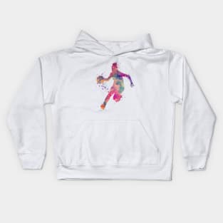 Girl Basketball Dribble Watercolor Silhouette Kids Hoodie